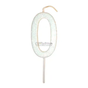 Vela Gibreada Numero 0 Color Blanco 11cm