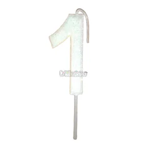 Vela Gibreada Numero 1 Color Blanco 11cm