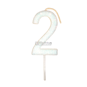 Vela Gibreada Numero 2 Color Blanco 11cm