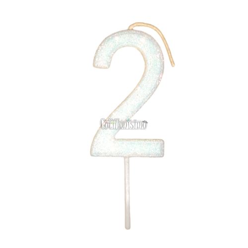 Vela Gibreada Numero 2 Color Blanco 11cm