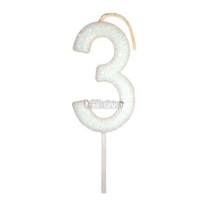 Vela Gibreada Numero 3 Color Blanco 11cm