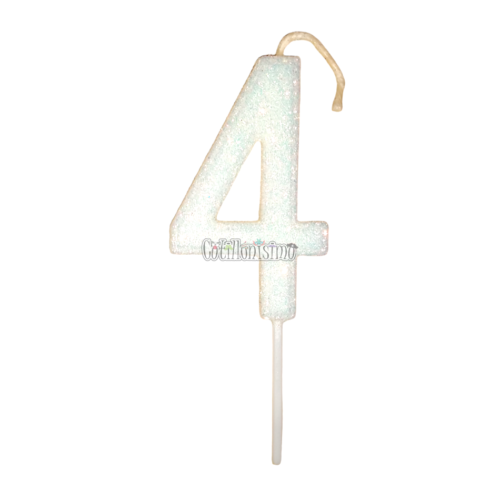 Vela Gibreada Numero 4 Color Blanco 11cm