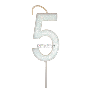 Vela Gibreada Numero 5 Color Blanco 11cm