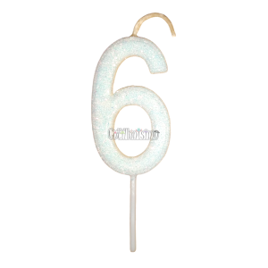 Vela Gibreada Numero 6 Color Blanco 11cm