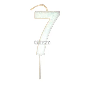 Vela Gibreada Numero 7 Color Blanco 11cm