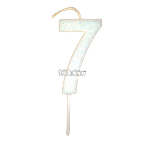 Vela Gibreada Numero 7 Color Blanco 11cm