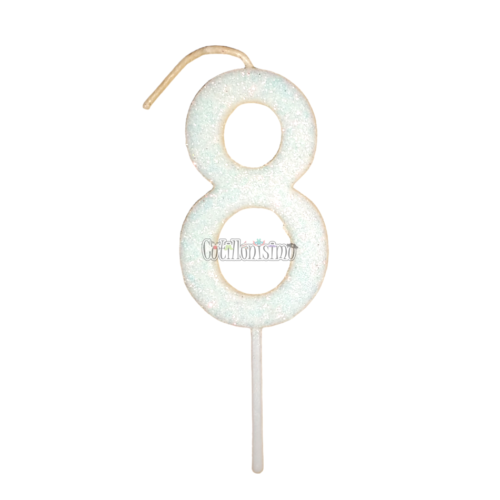 Vela Gibreada Numero 8 Color Blanco 11cm