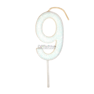Vela Gibreada Numero 9 Color Blanco 11cm