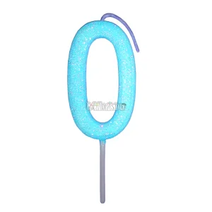 Vela Gibreada Numero 0 Color Celeste 11cm