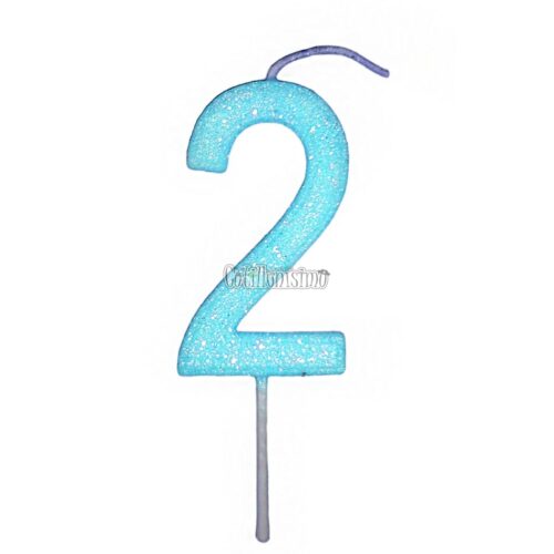 Vela Gibreada Numero 2 Color Celeste 11cm