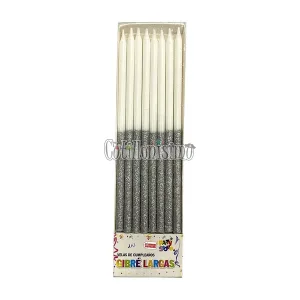 Vela Gibre Largas Combinadas x16u Blanco y Plateado