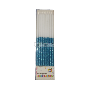 Vela Gibre Largas Combinadas x16u Blanco y Turquesa