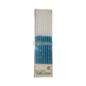 Vela Gibre Largas Combinadas x16u Blanco y Turquesa