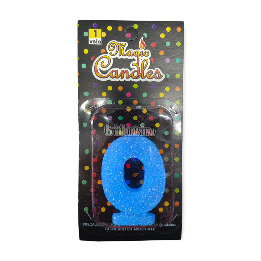 Vela Gibreada Numero 0 Color Celeste Magic Candles