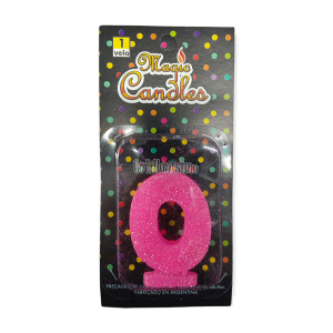 Vela Gibreada Numero 0 Color Rosa Magic Candles