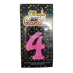 Vela Gibreada Numero 4 Color Rosa Magic Candles