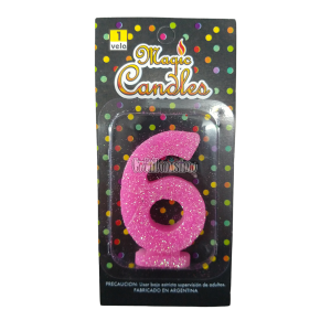 Vela Gibreada Numero 6 Color Rosa Magic Candles