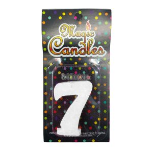 Vela Gibreada Numero 7 Color Blanco Magic Candles