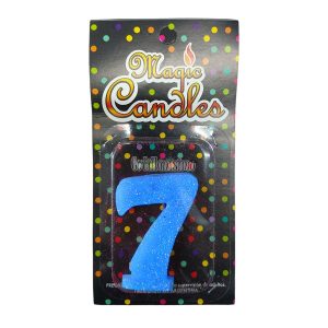 Vela Gibreada Numero 7 Color Celeste Magic Candles