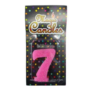 Vela Gibreada Numero 7 Color Rosa Magic Candles