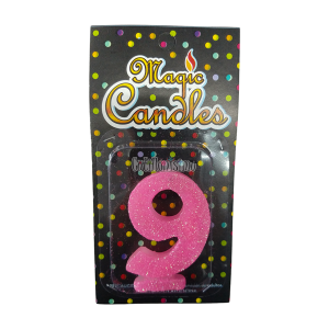 Vela Gibreada Numero 9 Color Rosa Magic Candles