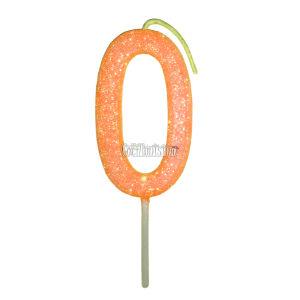 Vela Gibreada Numero 0 Color Naranja 11cm