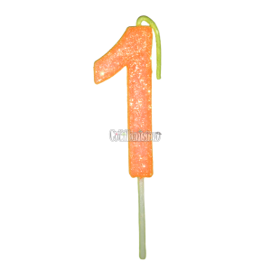 Vela Gibreada Numero 1 Color Naranja 11cm
