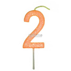 Vela Gibreada Numero 2 Color Naranja 11cm