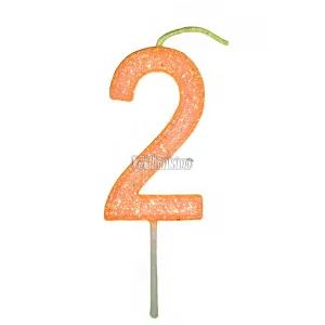Vela Gibreada Numero 2 Color Naranja 11cm