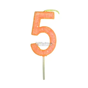 Vela Gibreada Numero 5 Color Naranja 11cm