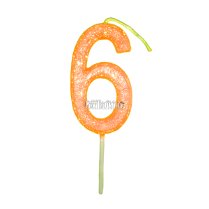 Vela Gibreada Numero 6 Color Naranja 11cm