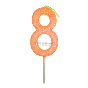Vela Gibreada Numero 8 Color Naranja 11cm