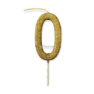 Vela Gibreada Numero 0 Color Dorado 11cm