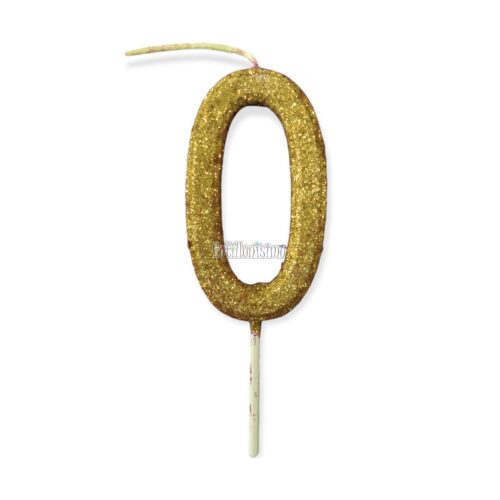 Vela Gibreada Numero 0 Color Dorado 11cm