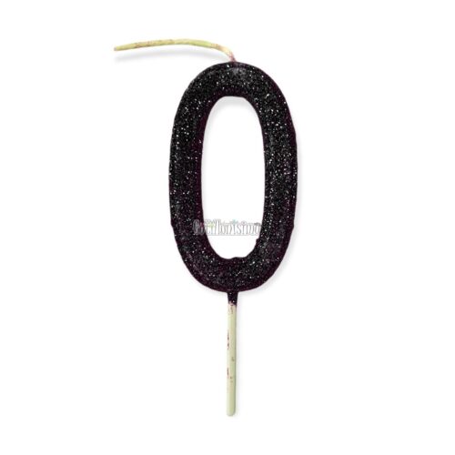 Vela Gibreada Numero 0 Color Negro 11cm