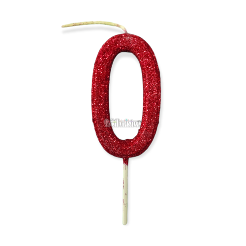 Vela Gibreada Numero 0 Color Rojo 11cm