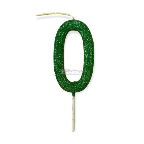 Vela Gibreada Numero 0 Color Verde Oscuro 11cm