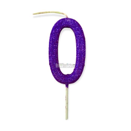 Vela Gibreada Numero 0 Color Violeta 11cm
