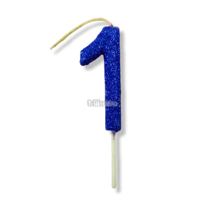 Vela Gibreada Numero 1 Color Azul 11cm