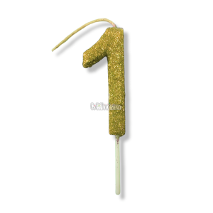 Vela Gibreada Numero 1 Color Dorado 11cm