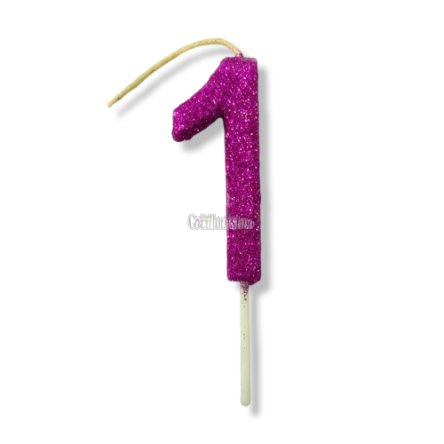 Vela Gibreada Numero 1 Color Fucsia 11cm