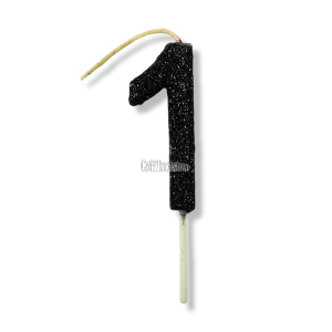 Vela Gibreada Numero 1 Color Negro 11cm