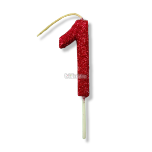 Vela Gibreada Numero 1 Color Rojo 11cm