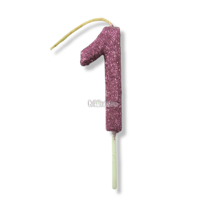 Vela Gibreada Numero 1 Color Rosa Gold 11cm