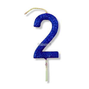 Vela Gibreada Numero 2 Color Azul 11cm