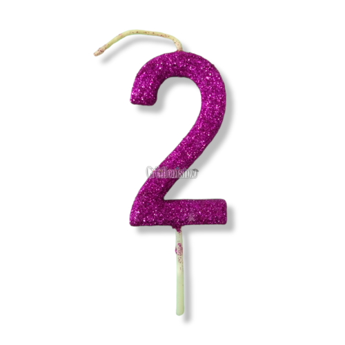 Vela Gibreada Numero 2 Color Fucsia 11cm