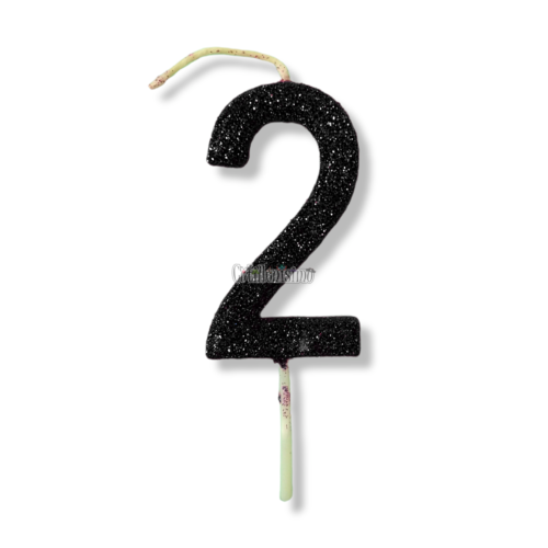Vela Gibreada Numero 2 Color Negro 11cm
