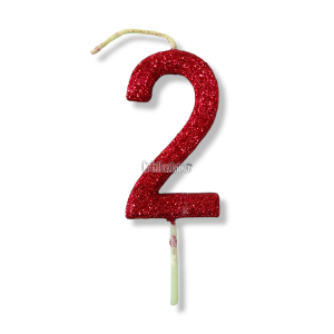 Vela Gibreada Numero 2 Color Rojo 11cm