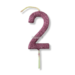 Vela Gibreada Numero 2 Color Rosa Gold 11cm