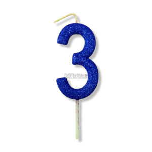 Vela Gibreada Numero 3 Color Azul 11cm